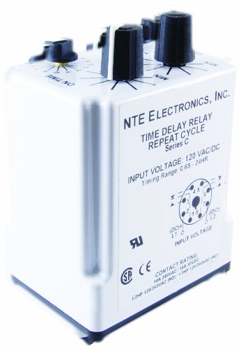 NTE Electronics R30-11A10-120M Series R30 Podesivi intervalni relej vremenskog kašnjenja, AC operirani, DPDT, 3,0 do 300 sekundi, 10