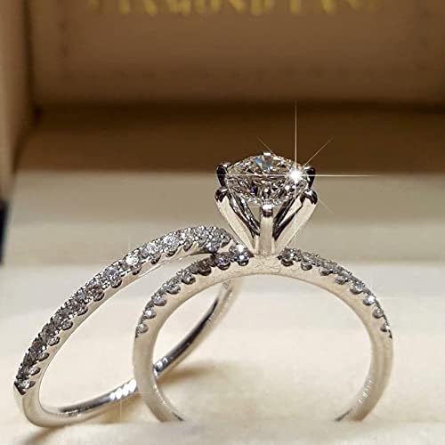 Prsten za naočale prst prstenovi sa zarezom za žene 2pcs prsten s kapljicom vode prsten s bijelim cirkonom i kristalom upareni prsten