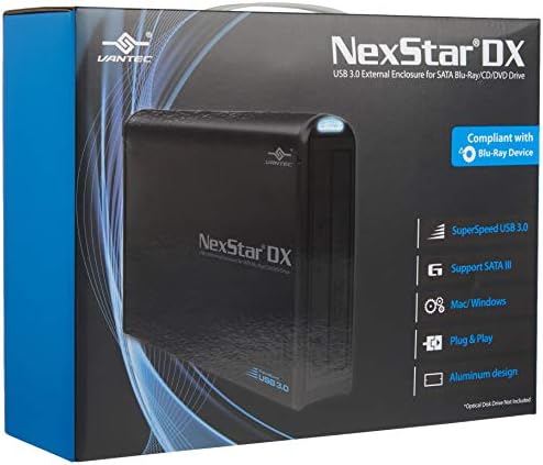 Vanjsko kućište Vantec NST-536S3-BK NexStar DX USB 3.0 za pogon SATA Blu-Ray/CD/ DVD, black &CB-ST00U3 Optički adapter NexStar USB