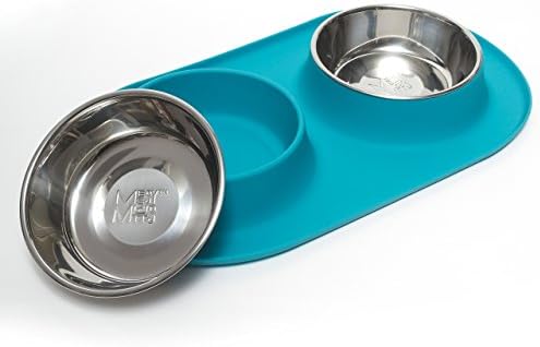 Messy Mutts dvostruki silikonski hranitelj s nehrđajućim zdjelama | Jela za hranu koja ne skida za pse za sve kućne ljubimce | Zdjele