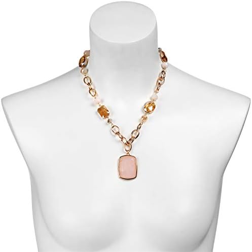 Ogrlica s privjeskom od dragog kamenja Nicole Miller u zlatno ružičastoj boji i rumenilu