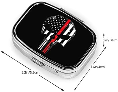 Skull USA Flag Firefighter Square Mini Plup Box Medicina Metal Organizator Prijateljska prijenosna tableta futrola