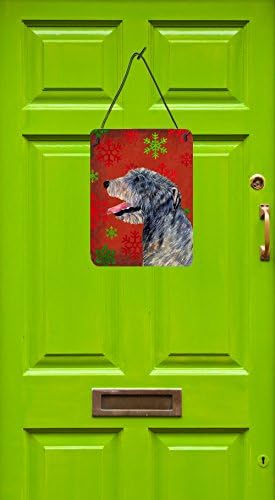 Caroline's Treasures SS4713DS1216 Irski eskimski pas Crvene i zelene pahuljice Svečane Božićne grafike za vješanje na zid ili vrata,