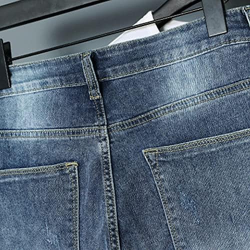 DGKAXIYAHM MUŠKI Ljetni rastezljivi pamučni kratke hlače Jean casual tanki retro pranje kratke labave fit ravne noge, traper kratki