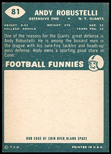 1960. Topps 81 Andy Robustelli New York Giants-FB VG/EX GIANTS-FB ARNOLD