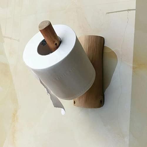 Highbwoo Farmhouse držač toaletnog papira - 2 pakiranja, rustikalno toplo smeđe drvene zidne nosača WC -a za toalet za dekor kupaonice