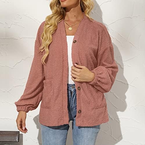Ženski plišani kardigan vrhovi modni gumb s dugim rukavima dolje labavi ležerni džemper kaputa bluza