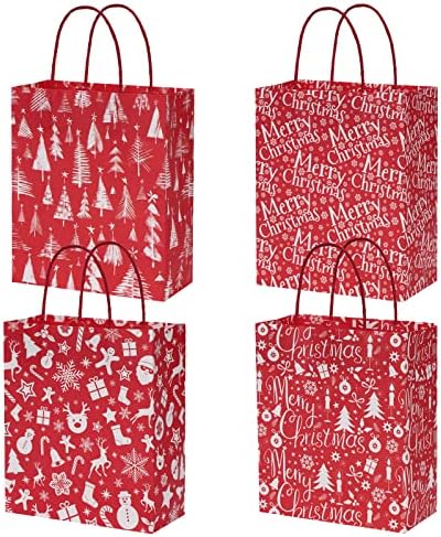 Švedski 12pcs božićne poklon vrećice srednje veličine [3 svaki od uzorka] 10 x8.3 x4