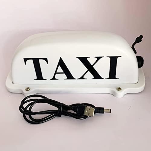 Drflysd USB punjivi baterijski taksi gornji svjetlosni taksi znak s magnetskom bazom vodootporna taksila, bijela, bijela