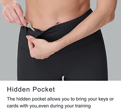 Dragon Fit Bootleg Yoga Capris hlače za žene Visoki struk za kontrolu trbuha Slit Slit Flare Crop Hlače s džepovima