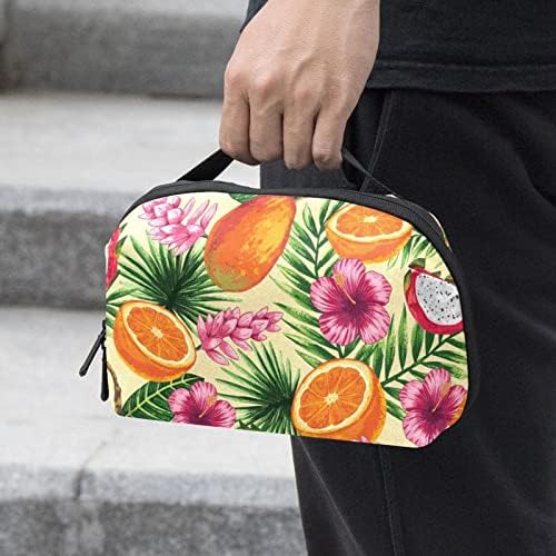 Prijenosni elektronički organizator - torba za torbe tropski cvijet zmaj voće narančasti putni kabel torba za pohranu tvrdih diskova,