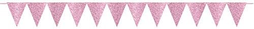 Veliki papirnati banner za zabavu s zastavicom 8 3/4 10 1/2 - pjenušava svijetlo ružičasta