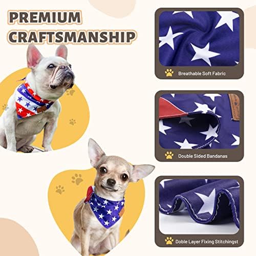Charcy Dog Bandanas 4 Pack, Fall Dog Bandana Dječak za odmor za rođendan, podesivi izdržljivi šal za pse, jedinstveni dizajn - zastava
