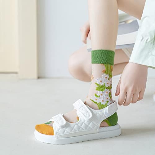 Evanđelja.Čarape s cvijećem Ultra Trending ženske retro teen seksi ljetne tanke čarape za odrasle