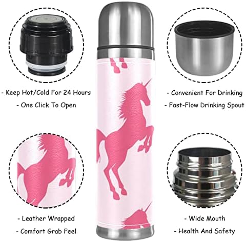 Izolirana boca s vodom, termos za topli napitak, ružičasti jednorog, kava termos boca od nehrđajućeg čelika