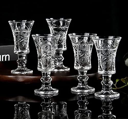 Izrađene od borosilikatnog stakla bez olova, Mini čaše od prozirnog stakla od 1,3 unce, set od šest čaša s utisnutim suncokretom, savršene