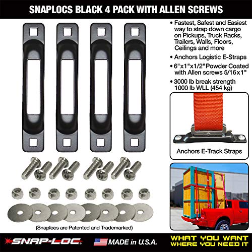 Snaplocs Black 4 Pack s Allenovim vijcima E-track sidra s jednim remenom
