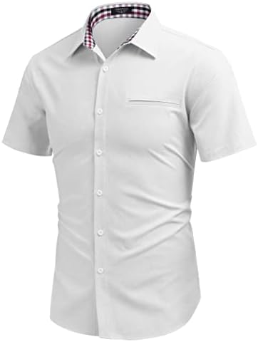 Coofandy muške košulje s kratkim rukavima Oxford haljina Chambray Down Down Radna košulja ležerna košulja s kariranim ovratnikom