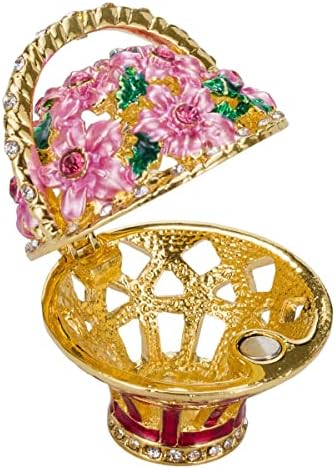 Danila-Souvenirs Faberge stil uvijeno jaje s košaricom cvijeća 4.8 '' plava