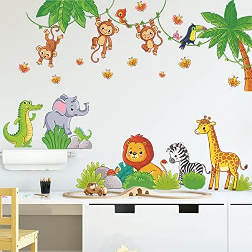 Arkiel životinje iz džungle Zidne naljepnice crtani majmun slon lav žirafa Zidne naljepnice za djecu dječja spavaća soba dnevna soba