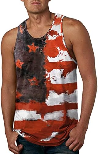 UBST Dan neovisnosti tenkovske vrhove za muške majice američke zastave retro patriotska ljetna plaža Vojnica bez rukava za rukavice