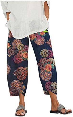 Plus veličine ljetne joga hlače za odmor za žene, ženske labave teretne hlače pamučne lanene hlače za žene dnevne hlače