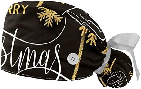 Irolskdnfh Radna kapa s gumbima za žene, zlatno božićni pamučni znoj buffant čipkasti šešir