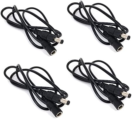 4PCS 3,28ft Crni 5,5 mm x 2,1 mm DC kabel za produženje utikača za adapter za napajanje 12V DC ekstenzija 5,5 mm x 2,1 mm ekstenzija