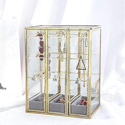 Kutije za nakit za djevojčice staklena kutija za pohranu nakita stalak za prikaz naušnica organizator držač s 3 okomite ladice prekrasna