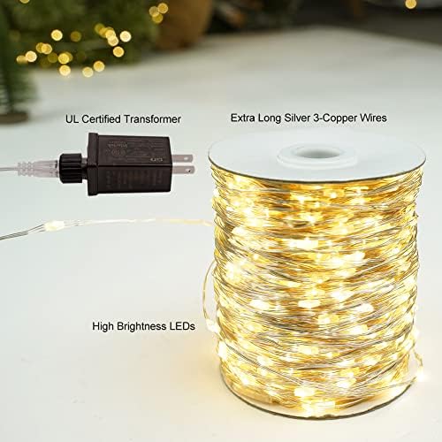Zeluxdot najduža LED vilinska svjetla 200/400ft 600/1200 LED -ove vanjske gudačke lampice Ul na popisu za božićno drvce spavaće sobe