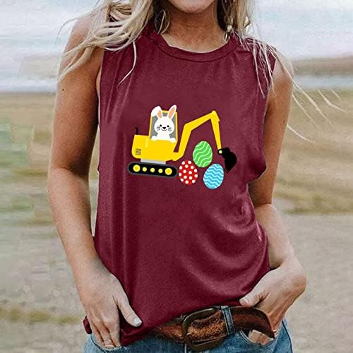 Uskrsna košulja Žene majica uskršnji zeko slatka zečja grafička majica za odmor prsluka bez rukava