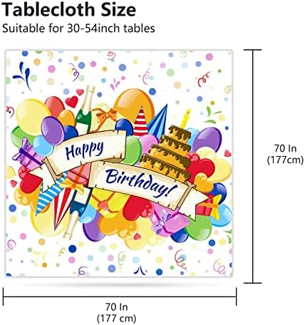 VVA kvadratni stolnjak tema Sretan rođendan - kvadratni poklopac za stol za unutarnje i vanjske događaje
