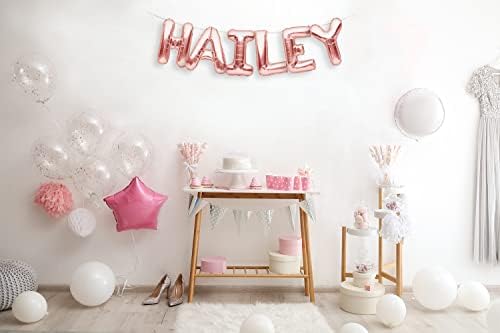 PartyForever Hailey Balloon Banner Big 16 inčni ruža zlatna folija Baloni Pisma Ime za žene i djevojke ukrasi za rođendanske zabave