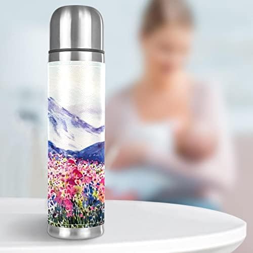 Akvarelni proljetni krajolik planinski vakuum izoliran termos boce od nehrđajućeg čelika 16oz, boca vode bez propuštanja bez upotrebe