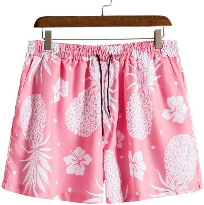 Houkai muški ružičasti ananas print majica s kratkim rukavima kratke hlače s dva komada plaža odijelo muškarci