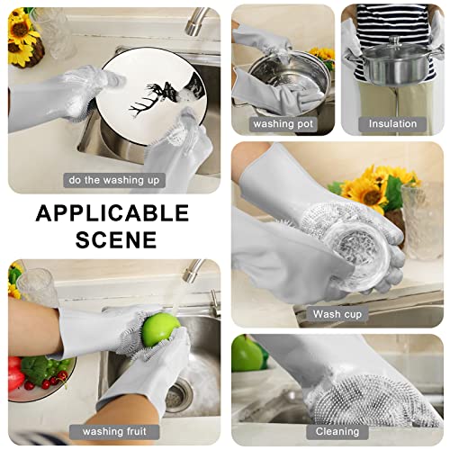 Spužvaste rukavice za pranje posuđa u kuhinji, rukavice za pranje posuđa, gumene rukavice za čišćenje za višekratnu upotrebu, silikonske