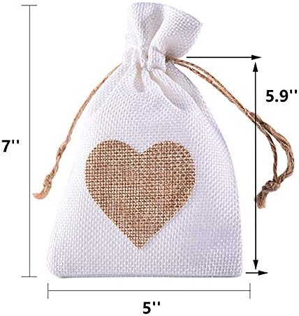 Wewivoda Burlap torbe, 40 pakiranja 5 x7 izvlačenje srca burlap poklon vrećica slatkiša vrećice Pozljenske džepove za Valentinovo vjenčanje