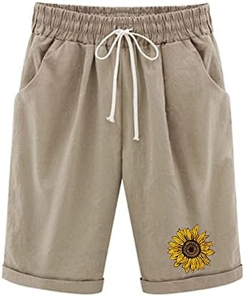 Comigeewa ženske ručke kratke hlače hlače kratke hlače laneni otisak opuštena fit flare široka noga za noge ljetni jesen 2023 moda