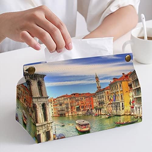 Voda Venecija Italija, kutija s tkivom Moderna PU kožna salveta tkiva kockica za automobil za kupatilo Night Stands Office
