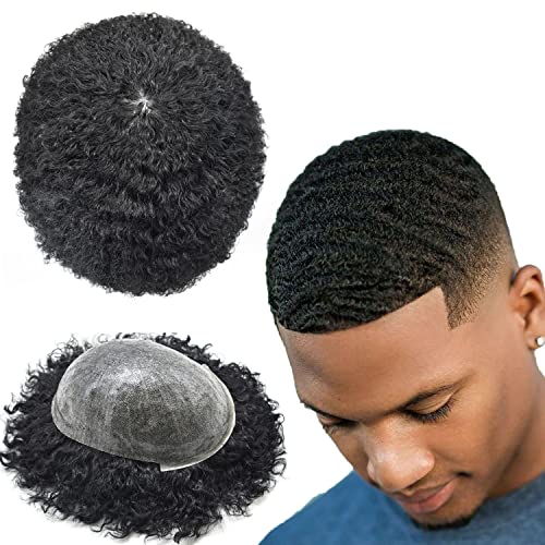 Pramenovi kose za crne muškarce, izdržljivi, potpuno poli Muški, pleteni, remi, kovrčava teksturirana ljudska afro perika, afroamerički
