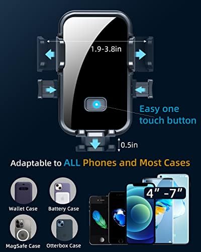 Nadograđeni nosač telefona za automobil, [Easy One Touch Gumb] Držač za auto -telefon za autore za nadzorni ventilator za zračni otvor,