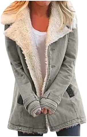 NLOMOCT kaputi za žene odjevene, ženske zimske tople čvrste dugih rukava nejasne jakne od flisa plus veličine obložene gumb vanjska