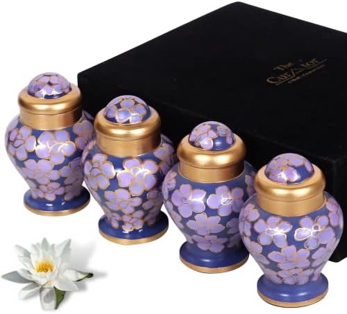 Ljubičasta mala urna za ljudski pepeo - set od 4 kremacije za odrasle pepeo - Mini čuvavanje ukopa za muške, ženske - mini ukrasne