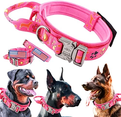 Taktički pseći ovratnik podesiv najlon vojni teški personalizirani ovratnik za pse u zalihama za pse za pse za malog psa ružičaste