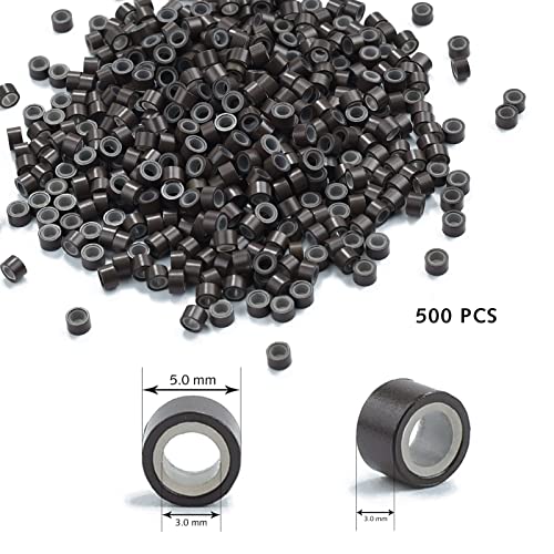 Ružin pupoljak 500 kom prstenovi za alate za ekstenzije za kosu od perli 5 mm crne perle obložene silikonom za ekstenzije za ljudsku