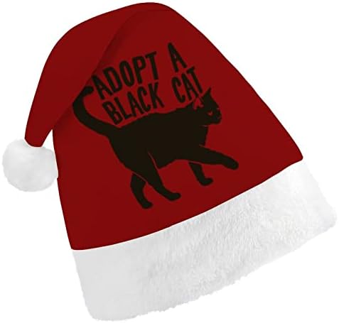 Božićni šešir s crnom mačkom, šešir Djeda Mraza, smiješni Božićni šeširi, šeširi za zabave za žene / muškarce