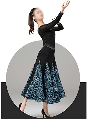 Haljine patchwork dugih rukava ženska latino plesna haljina žena plesa performans haljina balska trbušno plesno odijelo