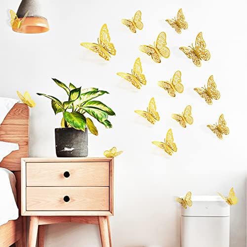 72pcs 3nd naljepnice za ukrašavanje zidova leptira Zlatni leptir Kućni dekor Naljepnice 3 veličine-3 stila za ukrašavanje zabava, rođendana,