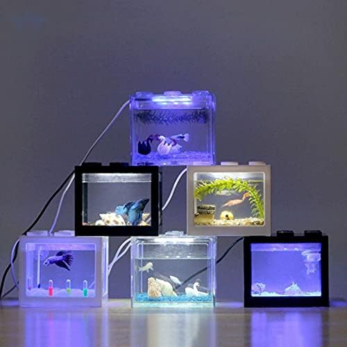 Mini akvarijski akvarij za ribe s LED lampom za kućni ured dekoracija stola za čaj