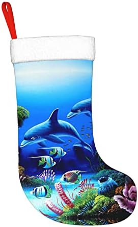 PSVOD prekrasan podvodni svijet dupini Koralji Nova Godina Božić ukrasne čarape viseće božićne čarape